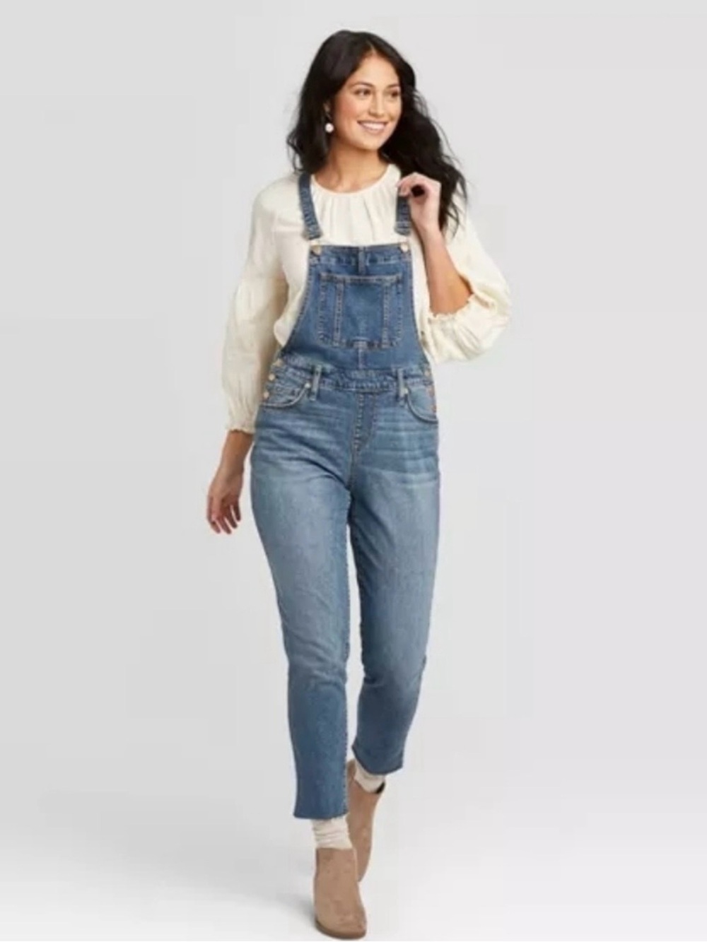 *UNIVERSAL THREAD* HIGH RISE RAW HEM TAPER CROPPED OVERALLS* SIZE 10* - Picture 6 of 7